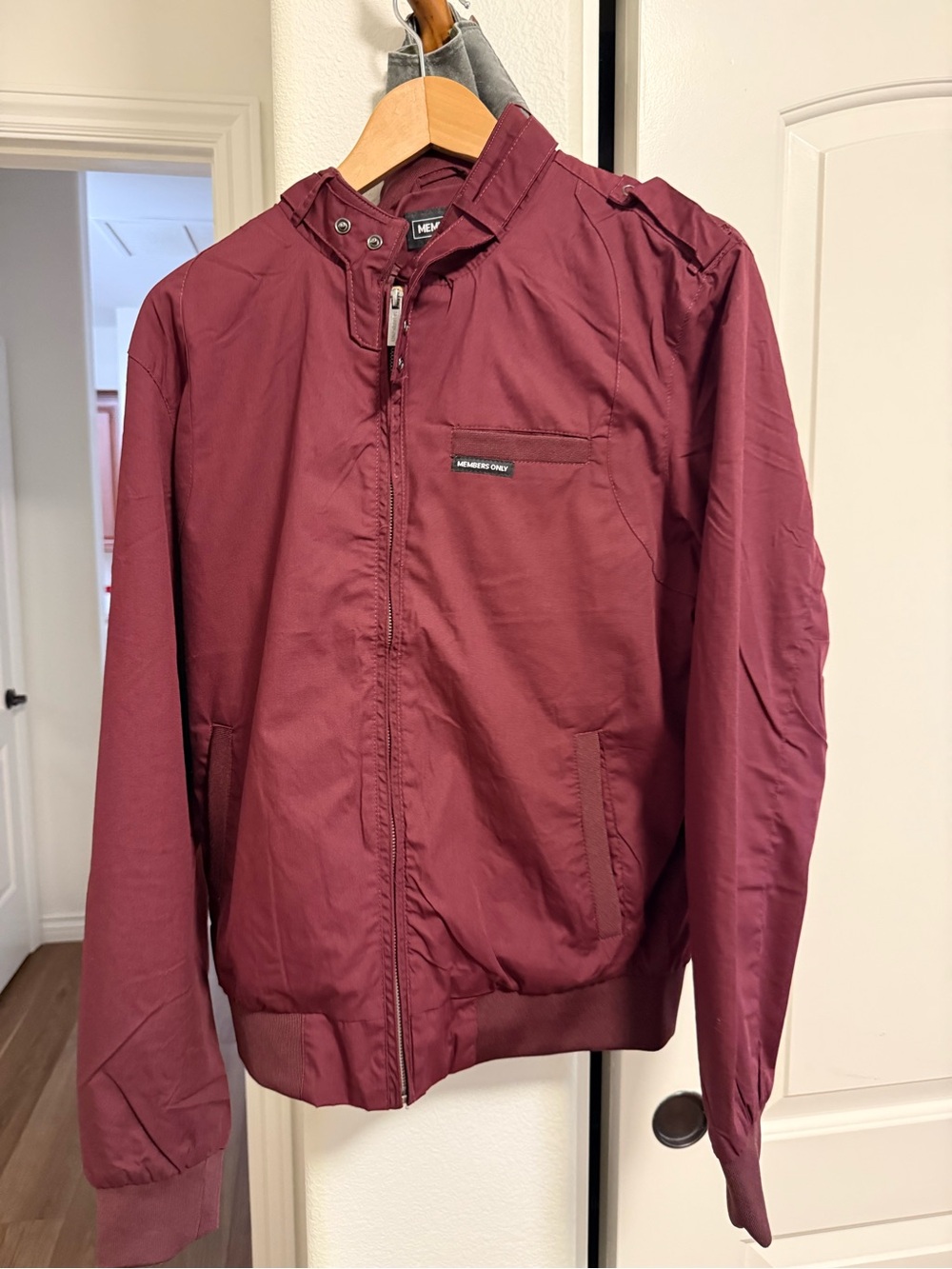 Members Only Burgundy Zip-Up Bomber Jacket